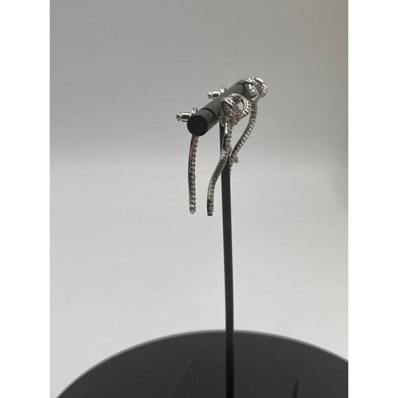 SHASHI Women's‎ Caroline Pave CZ Bow Front Back Elegant Modern Earrings - Picture 10 of 11